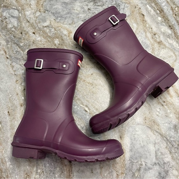 Hunter Original Short Waterproof Rain Boot Purple Women’s 9 Men’s 8 - Picture 6 of 13